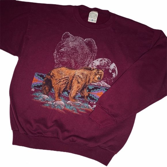 Vintage Other - Vintage 80s 90s Grizzly Bear Moon Sweatshirt XL